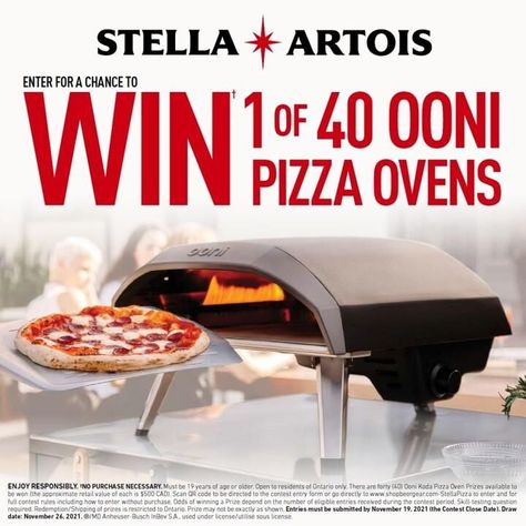 STELLA ARTOIS OONI PIZZA OVEN SWEEPSTAKES WIN† 1 OF 40 PIZZA OVENS here 👉👉 https://www.contestscoop.com/stella-artois-contest/ giveaway 🇨🇦 #Contestcanada #sweepstake #canada #canadiangiveaway #winprizes Ooni Koda 16, Outdoor Gas Pizza Oven, Gas Pizza Oven, Oven Design, Four A Pizza, Cooking Stone, Outdoor Oven, Great Pizza, Outdoor Pizza Oven