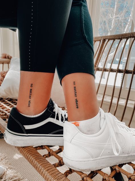 Best Friend Script Tattoo, Just Married Tattoo Ideas, Word Tattoos For Best Friends, Minimalist Tattoo Sister, Best Friend Saying Tattoos, Wherever Whenever Tattoo, Matching Best Friend Tattoos For 2, Minimalist Sister Tattoo, Side Of Forearm Tattoo Women