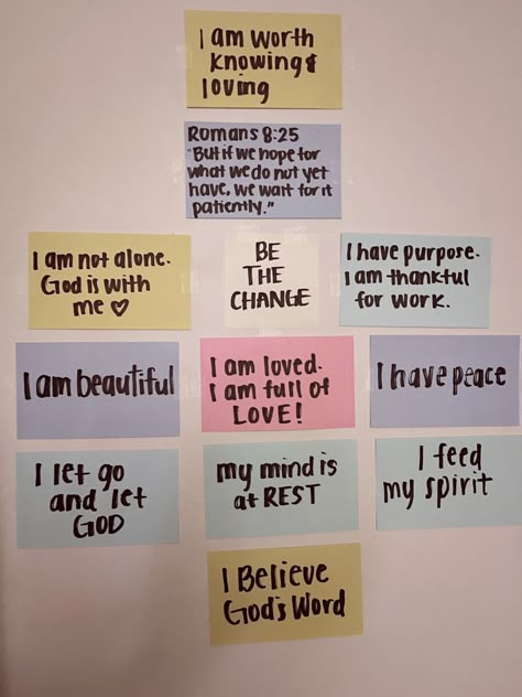 My daily Christian affirmations 🤍 Christian Mirror Quotes, Bible Verses On Mirror, Christian Post It Notes, Mirror Bible Verse, Jesus Sticky Notes, Truth Mirrors Christian, Christian Sticky Notes, Christian Wall Decor Ideas, Wall Notes