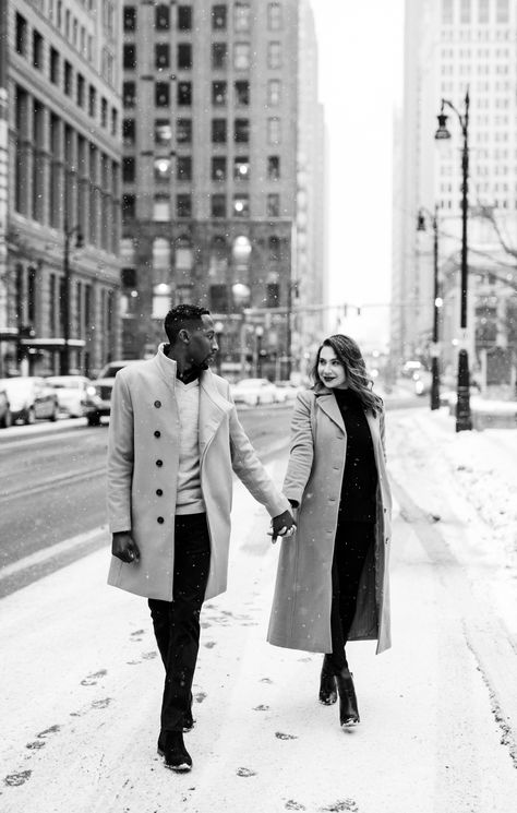 Detroit Engagement Photos, Winter Engagement Photos Outfits, Snow Engagement Photos, Winter Engagement Pictures, Urban Engagement Photos, Chicago Engagement Photos, Engagement Photos Outfits, Engagement Picture Outfits, Cute Engagement Photos