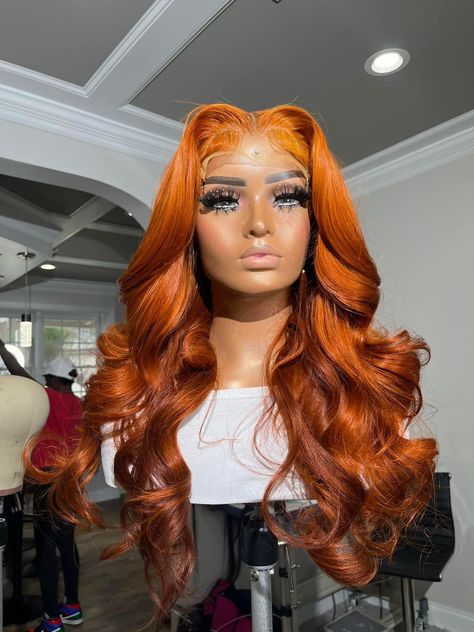 Alt Wigs, Ginger Hair Black Women Wig, Blonde Weave Hairstyles, Fall Wigs, Bratz Hairstyles, Orange Lace Front Wig, Orange Wigs, Blonde Weave, Wigs Collection