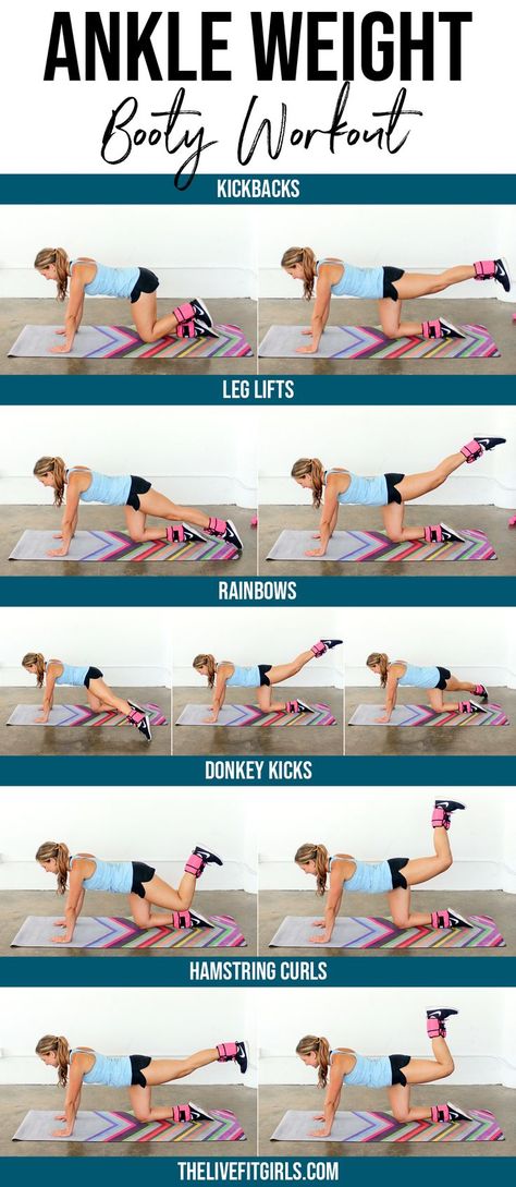 Ankle Weight Exercises, Leg Workout At Home, Glute Exercises, Home Exercise Program, Ankle Weights, Live Fit, Toning Workouts, Lower Body Workout, Glutes Workout