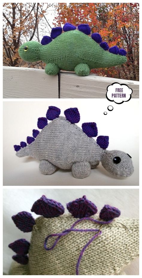 Knit Toy Dinosaur Free Knitting Patterns & Paid - Knitting Pattern Free Dinosaur Knitting Patterns, Free Stuffed Animal Knitting Patterns, Knitted Dinosaur Pattern Free, Knitted Dinosaur Pattern, Dinosaur Free Pattern, Knitted Toys Patterns, Knit Stuffed Animals, Knitted Dinosaur, Rabbit Knitting Pattern