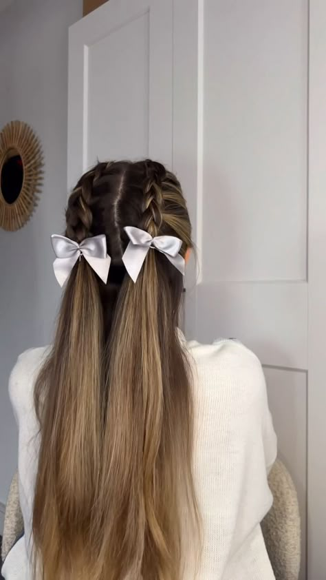 BraidAndRibbon HairStyleInspo ChicBraids RibbonAdornedHair ElegantTresses BraidLove RibbonCharm HairstyleGoals TrendyStrands Credittaliamaizels Instagram Hair Style Korea, Bow Hairstyle, Trendy Hairstyle, Ribbon Hairstyle, Hair Tutorials Easy, Peinados Fáciles Para Cabello Corto, Hair Stylies, Hair Up Styles, Hairdo For Long Hair