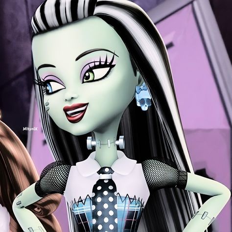 Monster High Characters Frankie, Frankie Stein Pfp, Frankiestein Monster High, Frankie From Monster High, Frankie Cosplay, Monster High Movies, Frankie Stein Icon, Pfp 3d, Frankie Monster High