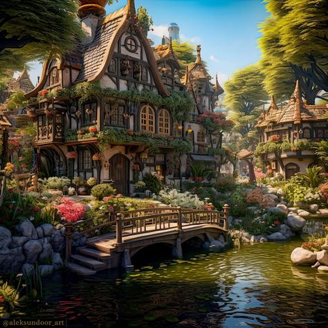 Concept Art Minecraft, Fantasy Town Concept Art, Fantasy House Concept, Home Gardening Ideas, Fantasy Village, Fantasy Town, Home Gardening, Fantasy Homes, Dream Cottage