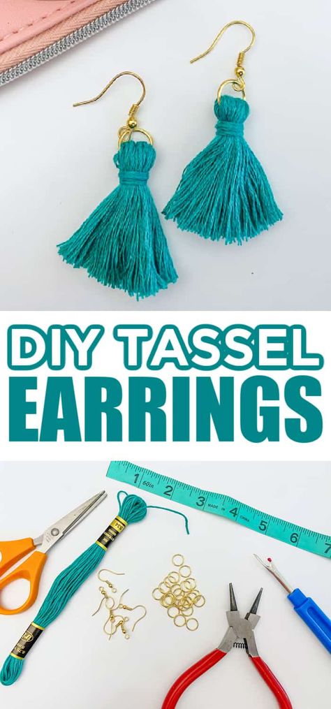 Step by step tutorial on making super cute DIY tassel earrings. With just a few simple supplies you can create your own earrings. Making Tassel Earrings, Diy Dangle Earrings Tutorials, Diy Beaded Earrings Tutorials Simple, How To Make Tassel Earrings, How To Make Your Own Earrings, Earing Making Ideas Beads, Easy Earrings Diy, Easy Diy Butterfly, Tassel Earrings Diy