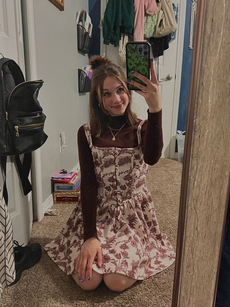 Tie Strap Dress With Shirt Underneath, Maxi Dress With Turtleneck Underneath, Dresses With Long Sleeves Underneath, Sweatshirt With Turtleneck Underneath, Long Dress With Shirt Underneath, Turtleneck With Dress, Long Sleeve Under Dress Outfits, Dress Over Long Sleeve, Long Sleeve Under Dress