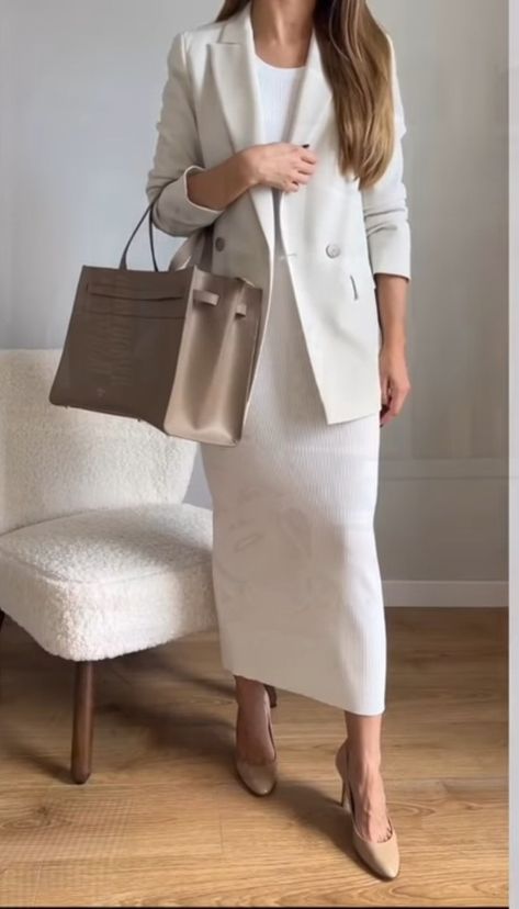 Dress Work Outfit, Blazer Outfits, Work Outfit, Dresses For Work, Bodycon Dress, Midi Dress, Blazer