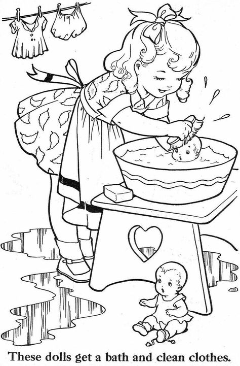 1950s Coloring Pages, Vintage Coloring Pages, Free Kids Coloring Pages, Vintage Coloring Books, Colouring Printables, Disney Coloring Pages, Coloring Book Art, Cute Coloring Pages, Colouring Books