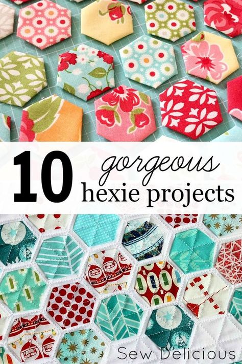 10 Gorgeous Hexie Projects | Sew Delicious | Bloglovin’ Monochrome Quilt, Selvage Quilts, Hexie Projects, Winter Pyjamas, Hexagon Quilting, Hexie Quilts Patterns, Hexagon Quilt Pattern, Zipper Tutorial, Pants Tutorial