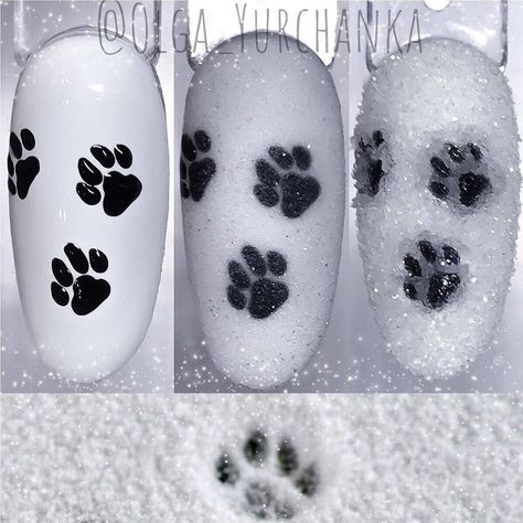 on Instagram @olga_yurchanka ❄️🐾——————————————- Dog Nail Art, Paw Nails, Nail Art Noel, Nail Piercing, Thanksgiving Nail Art, Nail Drawing, Fantasy Nails, Cute Christmas Nails, Nail Candy