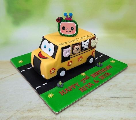 Truck Theme Cake, Wheels On The Bus Cake, Car Shaped Cake, Cars Theme Cake, Twins Cake, Truck Cake, Fondant Cake Designs, Shape Cake, Truck Cakes