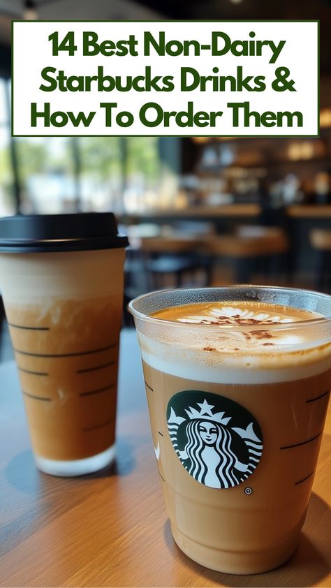 A cup of creamy oat milk latte alongside an almond milk cold brew on a Starbucks table, showcasing delicious non-dairy drink options for a refreshing and cozy experience. Vegan Starbucks Drinks Coffee, Almond Milk Starbucks Drink, Oat Milk Starbucks Drinks Order, Dairy Free Starbucks Order, Oat Milk Drinks From Starbucks, Non Dairy Coffee Drinks, Starbucks Oat Milk Drinks, Starbucks Dairy Free Drinks, Non Dairy Starbucks Drinks Iced Coffee