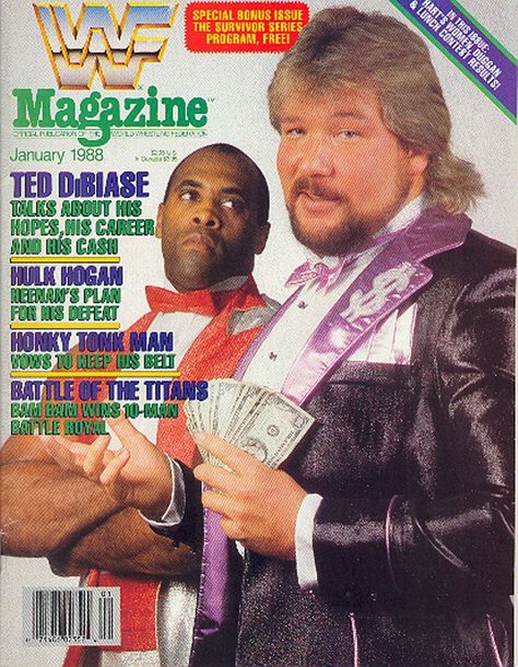 January 1988 Million Dollar Man Ted DiBiase Virgil Wwf Magazine, Ted Dibiase, Wwf Superstars, Vintage Wrestling, Survivor Series, Wrestling Superstars, Honky Tonk, Vintage Magazines, Professional Wrestling