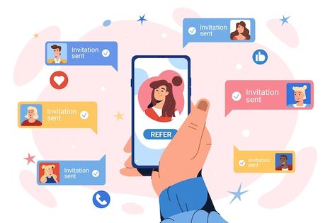 Free vector refer a friend concept. flat... | Free Vector #Freepik #freevector #invite-friends #refer-earn #refer-a-friend #referral-program Program Icon, Refer And Earn, Friend Referral, Family Vector, Referral Marketing, Refer A Friend, Marketing Concept, Marketing Program, Referral Program