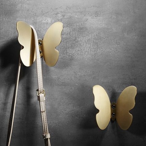 Butterfly Bathroom, Decorative Coat Hooks, Hooks For Towels, Wall Mount Rack, Glass Sink, Robe Hooks, Hanger Home, Gold Bathroom, Utility Hooks