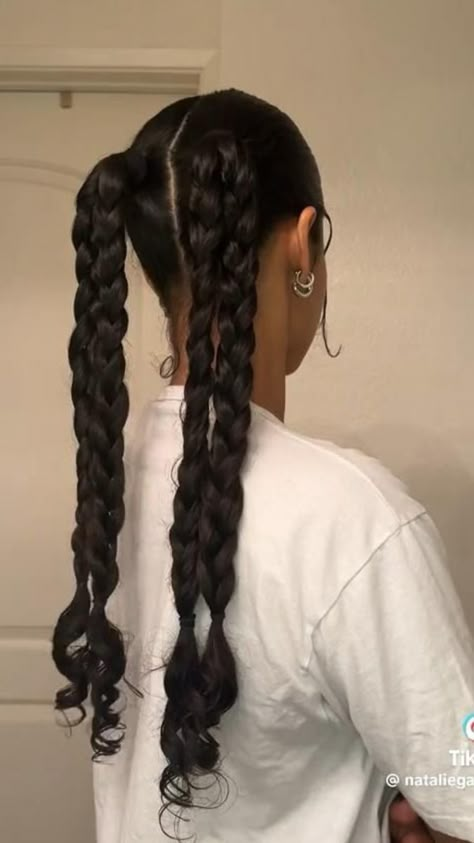 Volleyball Braids, Braided Pigtails, Long Length Hair, Easy Hairstyles For Thick Hair, Pigtail Braids, Pigtail Hairstyles, Slicked Back Hair, Slick Hairstyles, Fantasias Halloween