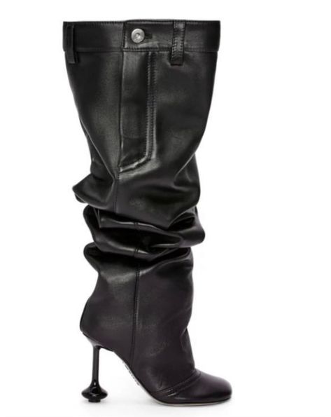 Loewe Boots, Luxury Designer Shoes, Trouser Design, Slouchy Boots, Vintage Heels, Black Luxury, Knee Boot, Cool Boots, Dream Shoes