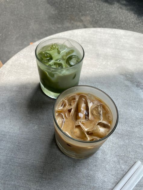 Matcha Date Aesthetic, Coffee And Matcha Aesthetic, Green Coffee Aesthetic, Fleurholme Style, Matcha Cafe Aesthetic, Matcha Coffee Aesthetic, Coffee Matcha Aesthetic, Matcha And Coffee, Matcha Latte Aesthetic