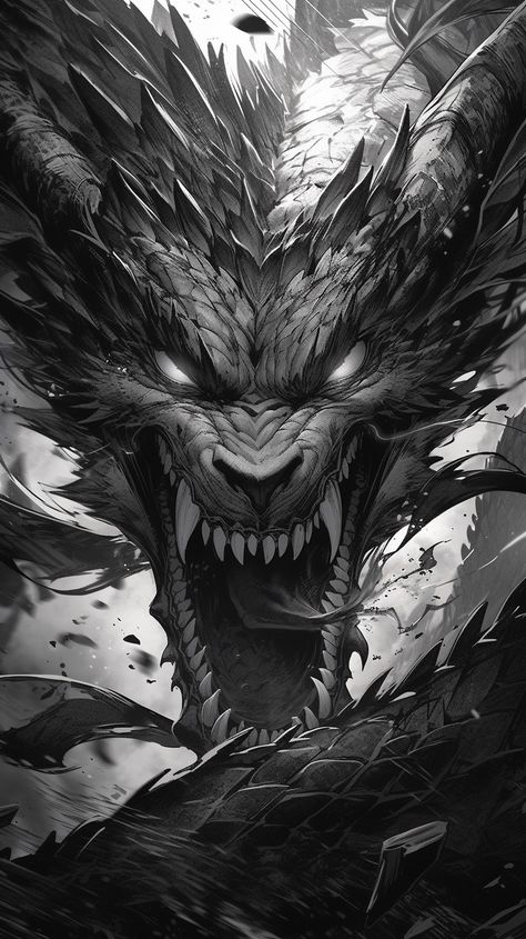 Angry Dragon Drawing, Angry Dragon, Werewolf Tattoo, Terror Art, Japanese Dragon Tattoos, Werewolf Art, Dragon Illustration, Japanese Dragon, Dope Cartoon Art