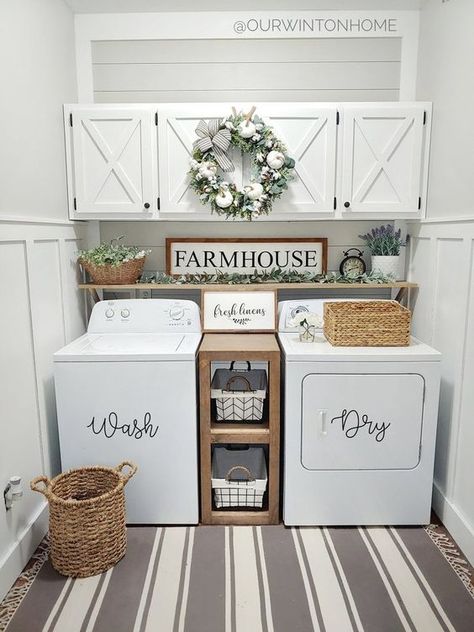 Laundry Room Decal, Diy Farmhouse Decoration, Dream Laundry Room, Laundry Room Renovation, Farmhouse Laundry, Farmhouse Laundry Room, Laundry Room Remodel, Laundry Room Inspiration, Laundry Decor