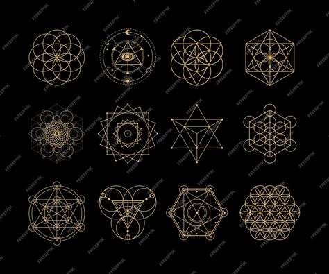 Premium Vector | Sacred geometry ornament set, seed of life, flower of life, merkaba, torus, metatron's cube Merkabah Tattoo Design, Seed Of Life Tattoo Mandalas, Metatron Cube Tattoo, Metatrons Cube Mandala Tattoo, Flower Of Life Patern, Life Flower, Metatron's Cube, Metatrons Cube, Seed Of Life