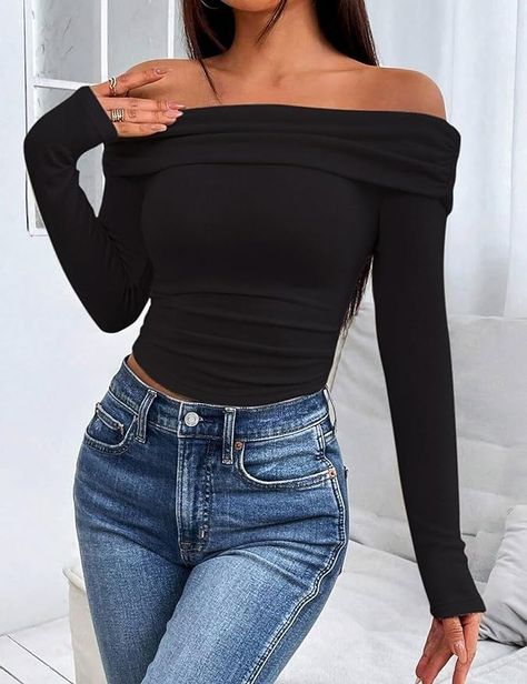 [SponsoredPost] Meetrendi Women's Off Shoulder Tops Y2k Slim Fit Long Sleeves Spring Fall Blouse Tops Going Out Nightout Shirt #Cute #Trendy #Nightout #Datenight #Offshoulder #Longsleeve #Basic #Style #Fashion #Winter #Bar #Outfit #Inspo #Black #datenighttopsforwomen Offshoulder Longsleeves, Winter Bar Outfit, Black Off The Shoulder Top, Bar Outfit, Going Out Shirts, Fall Blouse, Casual Work Outfit, Shoulder Tops, Crop Top Outfits