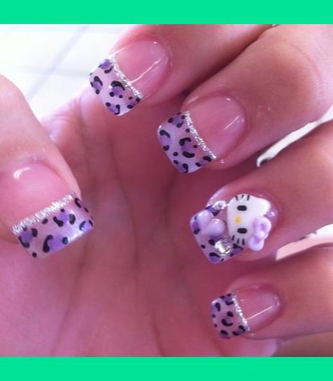 leopard Nail Art | Girly Hello Kitty leopard nails | Stephanie K.'s (kennedy) Photo ... Nail Autumn, Nail Cat, Nail Simple, Nail 2022, Nail Christmas, Nail Winter, Hello Kitty Nail, Nail Fall, Hello Kitty Nails Art