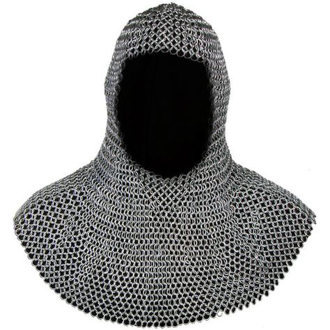 Larp Chainmail Hood, - LARP Warriors (£32) ❤ liked on Polyvore featuring armor Chainmail Coif, Knight Fantasy, Armor Medieval, Face In Hole, Knight Costume, Fantasy Style, Valentines Coupons, Large Face, Medieval Armor