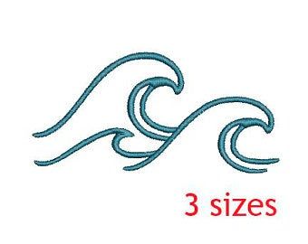 Waves Embroidery Pattern, Running With Wave Embroidery, Embroidered Waves Simple, Embroidery Designs Ocean, Embroidered Waves Ocean, Embroidery Water, Wave Embroidery, Wave Machine, Ocean Embroidery