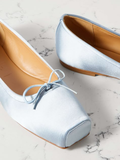 AEYDE Gabriella satin ballet flats Comfy Work Shoes, Corporate Shoes, Blue Ballet Shoes, Fun Flats, Little Mermaid Wedding, Graduation Shoes, Blue Bridal Shoes, Blue Ballet Flats, Enchanted Princess