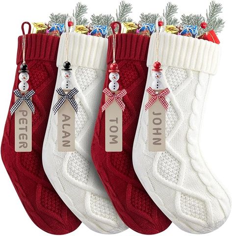 Snowman Name, Socking Stuffers, Stockings With Names, Tree Family, Christmas Stocking Holders, Knit Stockings, Easy Christmas Gifts, Diy Snowman, Hanging Stockings