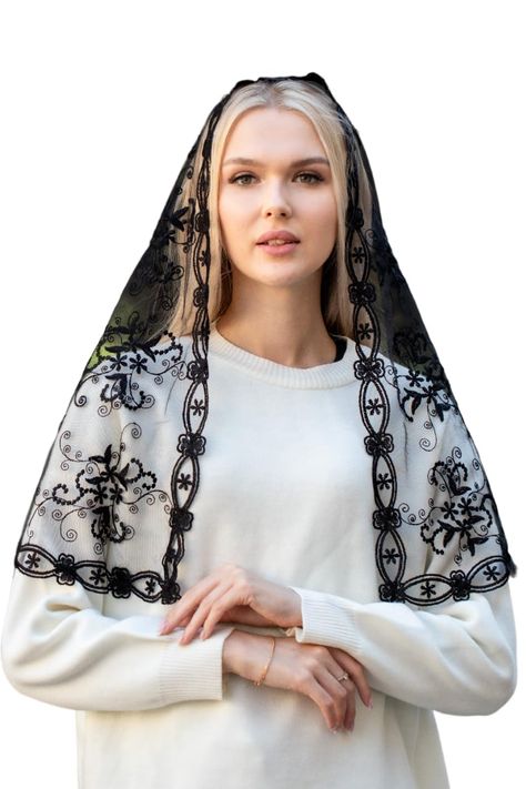 PRICES MAY VARY. HANDCRAFT LACE VEIL - Our Maria Veils Catholic Mantillas features exquisite handcrafted craftsmanship and intricate embroidery. These lace veils are perfect for visiting church and reviving the tradition of veiling. FEATURES OF MARIA VEILS - Filled with love and deep faith, our women's lace veils are of superior quality and offer a wide selection of embroidery styles and color palettes. Each chapel curtain is carefully crafted in Europe. EFFORTLESS USAGE - Designed for convenien Embroidery Styles, Veil Long, Lace Mantilla, Lace Veil, Bridal Veils, Lace Veils, Bridal Veil, Head Covering, Formal Wedding