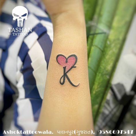 E&j Tattoo, Kr Tattoo Design, K Alphabet Tattoo, Y Tatoos Letter, Pk Tattoo Letter, K With Heart Tattoo, 2 Letter Tattoo, K Name Mehndi Design, K Name Tattoo Design