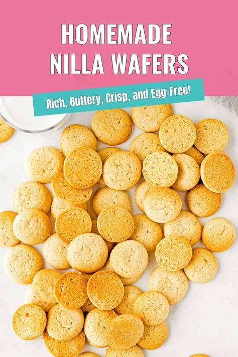 These Eggless Vanilla Wafers, also known as Nilla Wafers, are perfect on their own or as an ingredient to make other desserts. They are rich, butter and crisp! Super easy to make with simple ingredients. The recipe includes step-by-step photos and lots of tips. Homemade Vanilla Wafers Recipe, Vanilla Wafers Recipe, Homemade Vanilla Wafers, Vanilla Wafer Recipe, Wafers Recipe, Eggless Cookie, Eggless Cookie Recipes, Eggless Chocolate Chip Cookies, Bars Dessert