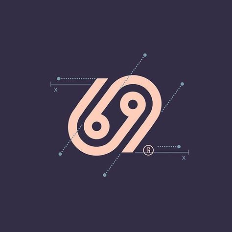 69 Number Logo Design by @kerovec_roko . Haha Logo Typo, Creative Business Logo, Typo Logo Design, Identity Design Inspiration, Logo Number, Anniversary Logo, Beautiful Typography, Visual Identity Design, Online Logo