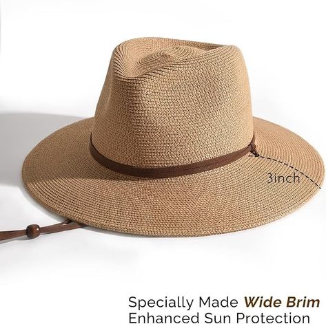 Amazon.com: FURTALK Womens Summer Straw Sun Hats Wide Brim Panama Fedora Beach Hat with Wind Lanyard UPF 80+ Khaki : Clothing, Shoes & Jewelry Fedora Beach, Straw Panama Hat, Straw Sun Hat, Beach Hat, Wide Brimmed, Sun Hats, Panama Hat, Fedora, Lanyard