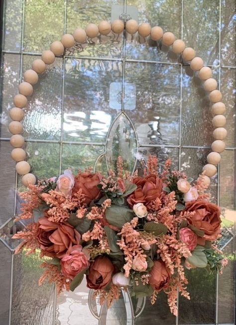 Fancy Door, Thanksgiving Door Decorations, Bead Wreath, Ring Wreath, Painted Clay Pots, Halloween Centerpiece, Unique Centerpieces, Pink Bridal Shower, Everyday Ring