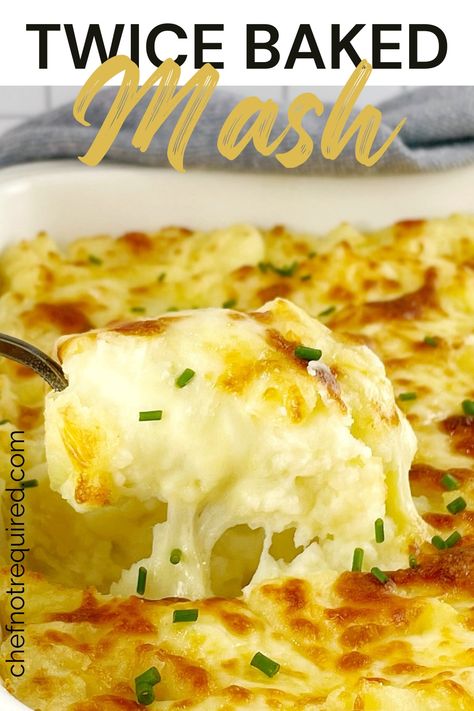 My twice baked mashed potatoes recipe is an easy way to make a delicious mashed potato side dish for your holiday table or just dinner tonight. Extra cheesy with 3 kinds of cheese, this twice baked mashed potato casserole would be great to serve at Christmas or Thanksgiving. Garlic Mashed Potato Casserole, Baked Mashed Potatoes Recipe Ovens, Baked Instant Mashed Potatoes, Double Baked Mashed Potatoes, Twice Baked Mashed Potatoes Recipe, Baked Mashed Potato Casserole, Roast Potato Recipes, Baked Mashed Potatoes Recipe, Mashed Potatoes Video