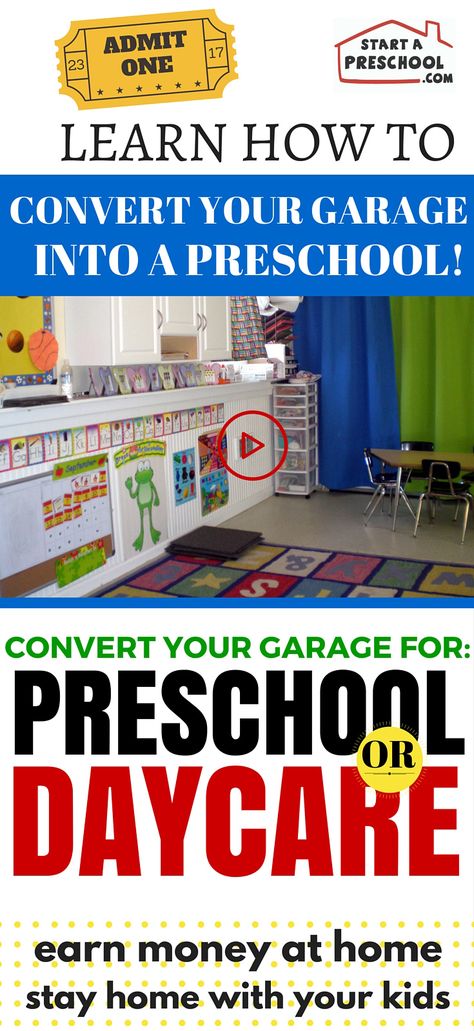 How To Convert Your Garage Into A Preschool or Daycare | StartAPreschool.com Unstructured Play, Starting A Daycare, Daycare Center, Home Daycare, Day Care, Play Room, Earn Money From Home, Working With Children, Problem Solving Skills