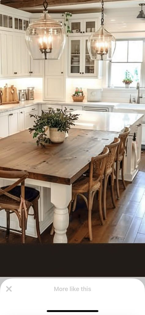 Modern French Country Kitchen, Farmhouse Kitchen Lighting, Farmhouse Kitchen Island, Organizing Hacks, House Decor Rustic, French Country Kitchen, Farmhouse Style Kitchen, Modern Farmhouse Kitchens, Decoration Inspiration