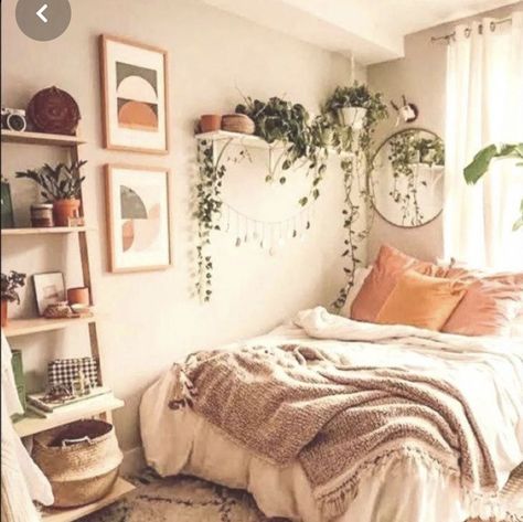 Mizahna Bedroom Ideas Boho Chic Theme     Hanging Terrarium ￼￼￼￼￼￼  Chair  ￼￼￼  Plants hanging/ Sitting places ￼￼￼ Vines/Flowers ￼￼￼￼  Tapestry  ￼  Shelf  ￼￼￼￼ ￼ Window Seat  ￼￼￼ College Bedroom Decor, Small Bedroom Ideas For Couples, Bedrooms For Couples, Cozy Small Bedrooms, Ideas Habitaciones, Dorm Room Wall Decor, Couple Room, College Bedroom, Dorm Room Walls