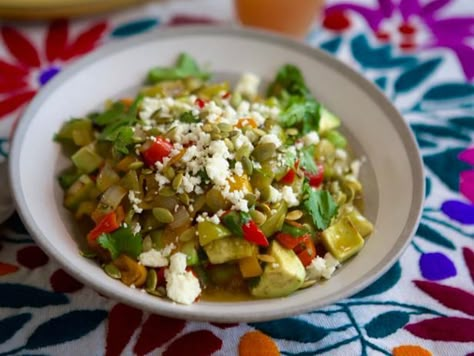 Tomatillo Salad, Girl Meets Farm, Mexican Brunch, Farm Recipes, Paleo Sides, Mini Sweet Peppers, Salad Dressings, Stuffed Sweet Peppers, Mexican Dishes