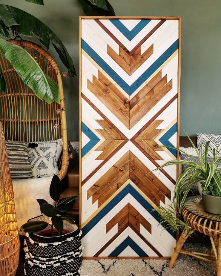 Aztec Wall Art, Wood Art Diy, Wood Wall Art Diy, Bohemian Wall Art, Geometric Decor, Wooden Wall Decor, Western Home Decor, Geometric Wall Art, Wood Wall Decor