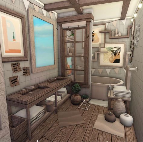 Bloxburg Inside House Ideas Modern, Bloxburg Tiny Bathroom Ideas, Bloxburg Library Ideas Aesthetic, Bathroom Ideas Small Bloxburg, Bloxburg Cottage Bedroom Ideas, 3 X 4 Bedroom Ideas Bloxburg, Bloxburg House Ideas Nursery, Bloxburg Indoor Garden, Bloxburg Room Ideas Aesthetic Bathroom