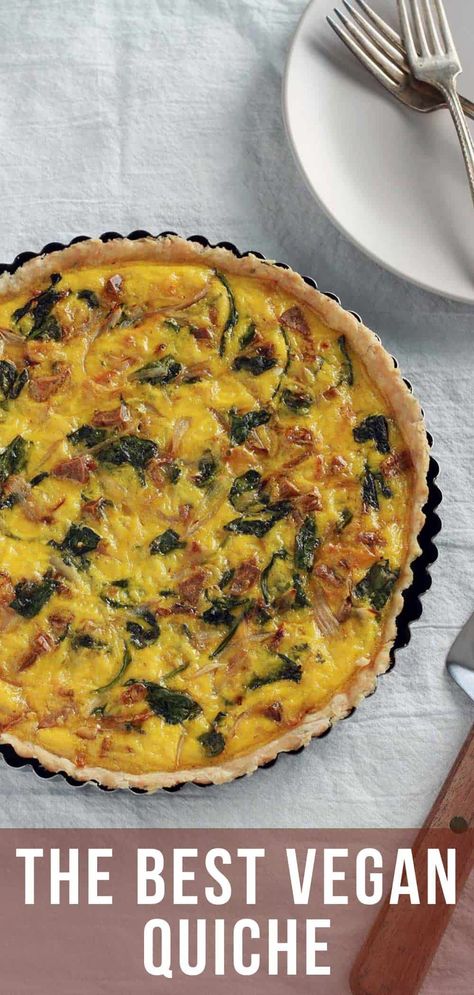 Vegan Breakfast Quiche Recipes, Vegan Just Egg Quiche, Plant Based Quiche, Quiche With Just Egg, Vegan Broccoli Quiche, Vegan Tofu Quiche, Vegan Quiche Recipes Easy, Christmas Brunch Vegan, Easy Vegan Quiche