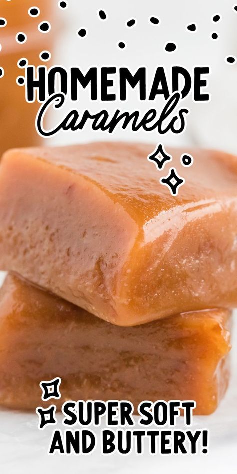 Caramels Soft Buttery Caramels, Soft Chewy Caramels, Sees Candy Recipes, Christmas Carmel, Homemade Carmels, Soft Caramel Recipe, Buttercream Candy Recipe, Cranberry Caramel, Caramel Candy Recipe