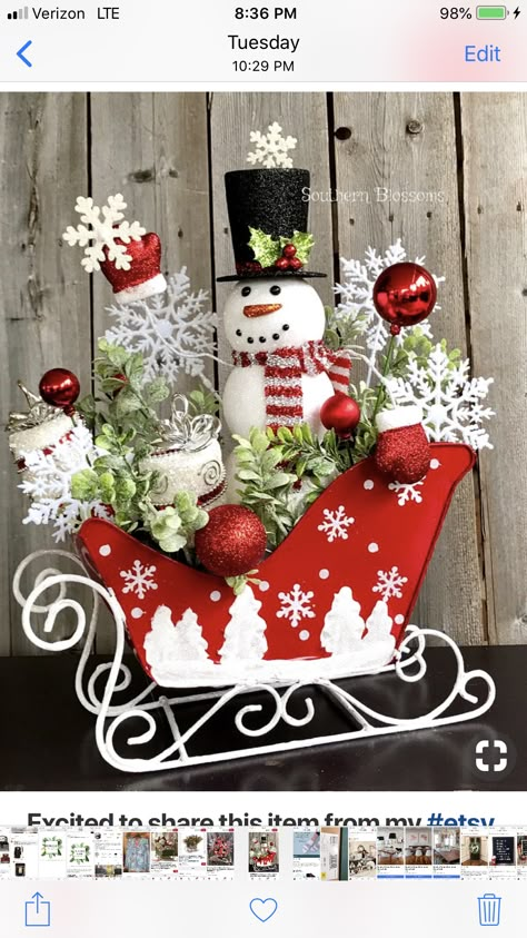 How To Decorate A Small Sleigh For Christmas, Sleigh Decorating Ideas Diy, Small Sleigh Decorating Ideas, Sleigh Decorating Ideas Christmas, Sleigh Decorating Ideas, Santa Sleigh Decoration, Sleigh Decorations, Christmas Sleigh Decorations, Christmas Decorations Centerpiece