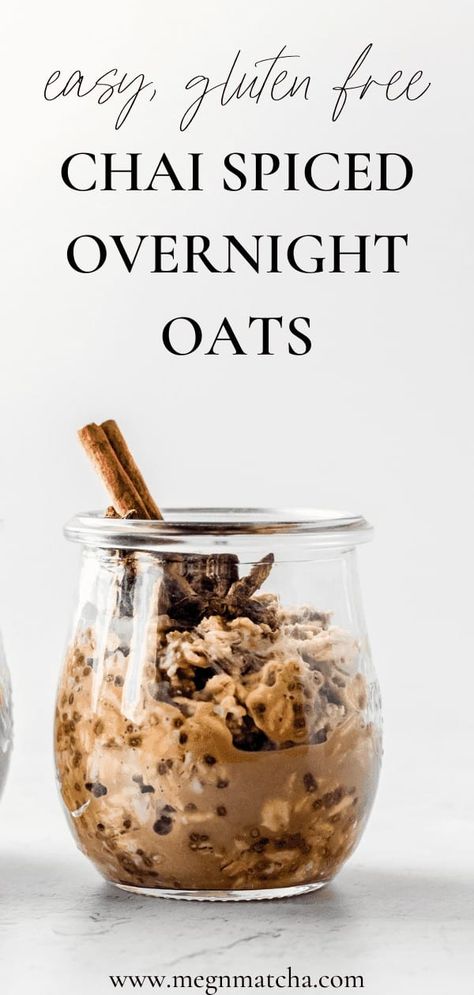 This easy grab-and-go breakfast has all the flavors of a spicy chai latte from your favorite coffee shop in a bowl of oatmeal. These chai overnight oats are a healthy gluten free and vegan breakfast that will keep you full the whole morning with whole grains, seeds, and natural sweetness. Breakfast meal prep just got a whole lot easier! #overnightoats #healthymealprep #grabandgobreakfast #chailatte #veganbreakfastrecipes Chai Overnight Oats, Easy Oatmeal Recipes, Bowl Of Oatmeal, Breakfast Oats Overnight, Easy Breakfasts, Overnight Oatmeal Recipes, Vegan Overnight Oats, Oat Recipes Healthy, Grab And Go Breakfast